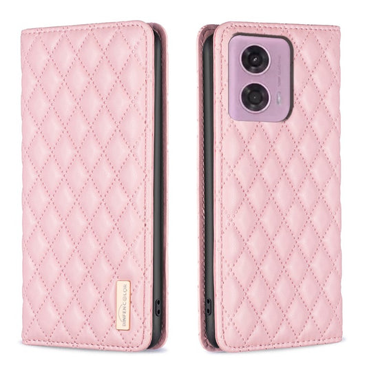 BINFEN COLOR BF Style-16 For Motorola Moto E14 4G / G04 4G / G04s 4G / G24 4G PU Leather Wallet Case Card Holder - Pink