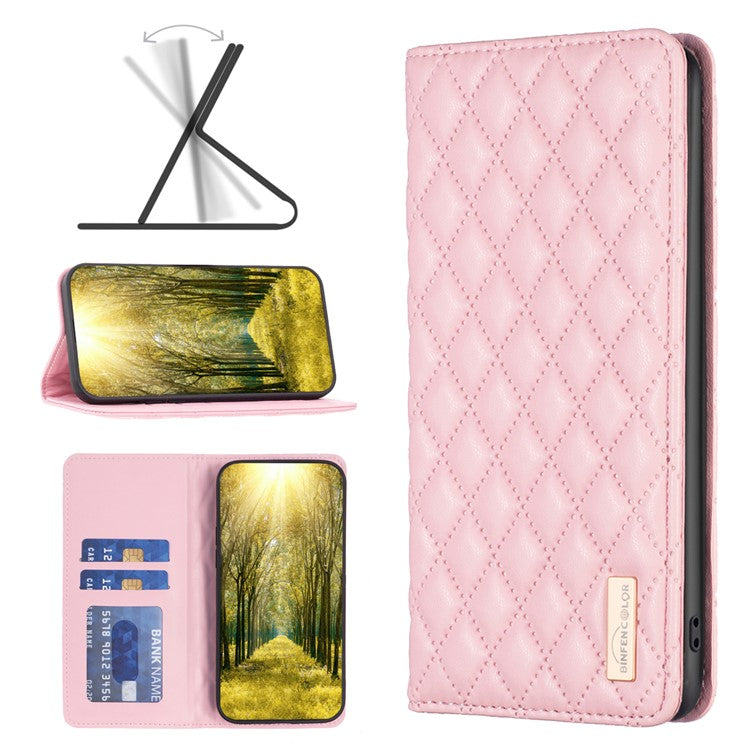 BINFEN COLOR BF Style-16 For Motorola Moto E14 4G / G04 4G / G04s 4G / G24 4G PU Leather Wallet Case Card Holder - Pink