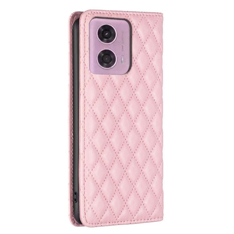 BINFEN COLOR BF Style-16 For Motorola Moto E14 4G / G04 4G / G04s 4G / G24 4G PU Leather Wallet Case Card Holder - Pink