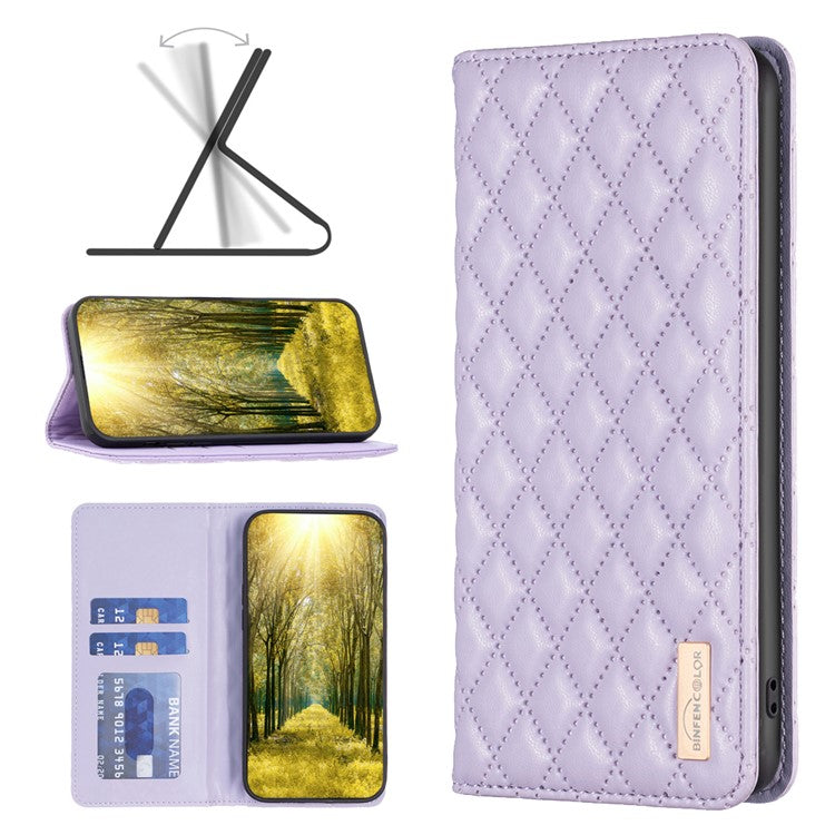 BINFEN COLOR BF Style-16 For Motorola Moto E14 4G / G04 4G / G04s 4G / G24 4G PU Leather Wallet Case Card Holder - Purple