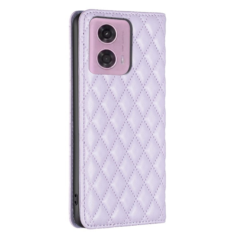 BINFEN COLOR BF Style-16 For Motorola Moto E14 4G / G04 4G / G04s 4G / G24 4G PU Leather Wallet Case Card Holder - Purple