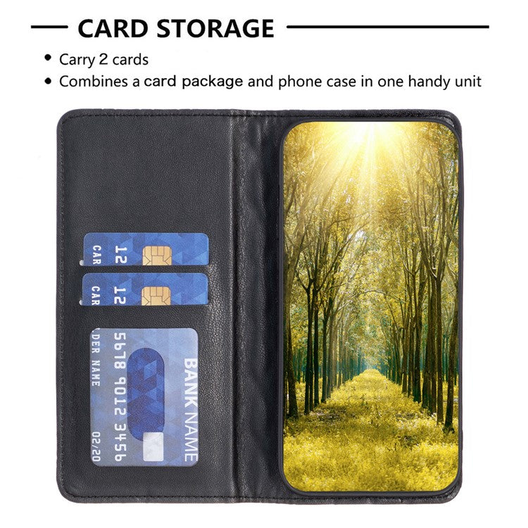 BINFEN COLOR BF Style-16 For Motorola Moto E14 4G / G04 4G / G04s 4G / G24 4G PU Leather Wallet Case Card Holder - Black