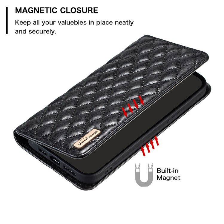 BINFEN COLOR BF Style-16 For Motorola Moto E14 4G / G04 4G / G04s 4G / G24 4G PU Leather Wallet Case Card Holder - Black