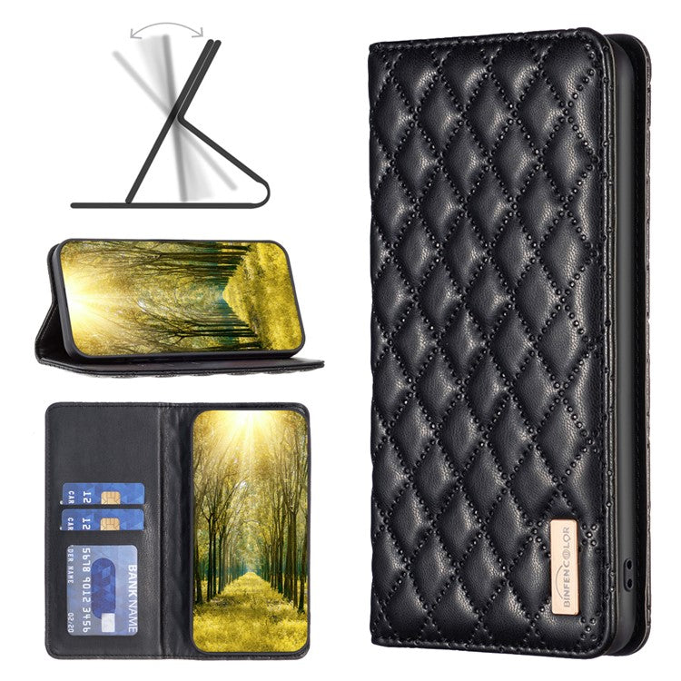 BINFEN COLOR BF Style-16 For Motorola Moto E14 4G / G04 4G / G04s 4G / G24 4G PU Leather Wallet Case Card Holder - Black