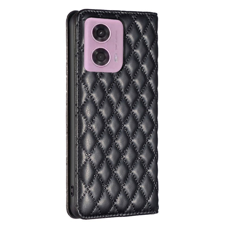 BINFEN COLOR BF Style-16 For Motorola Moto E14 4G / G04 4G / G04s 4G / G24 4G PU Leather Wallet Case Card Holder - Black