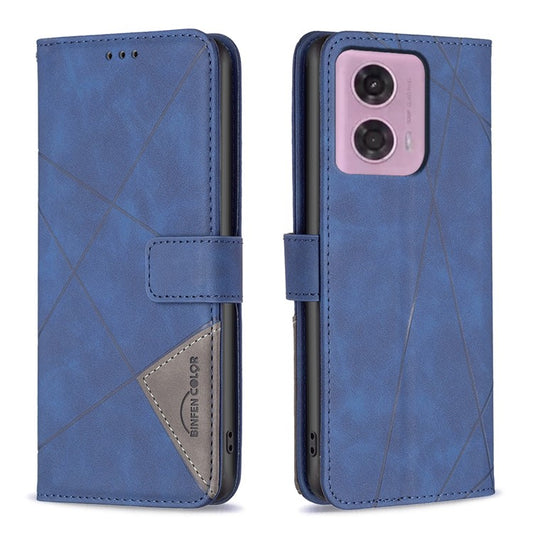 BINFEN COLOR For Motorola Moto E14 4G / G04 4G / G04s 4G / G24 4G Phone Cases Wallet Stand Geometry Imprinted Leather Cover - Blue