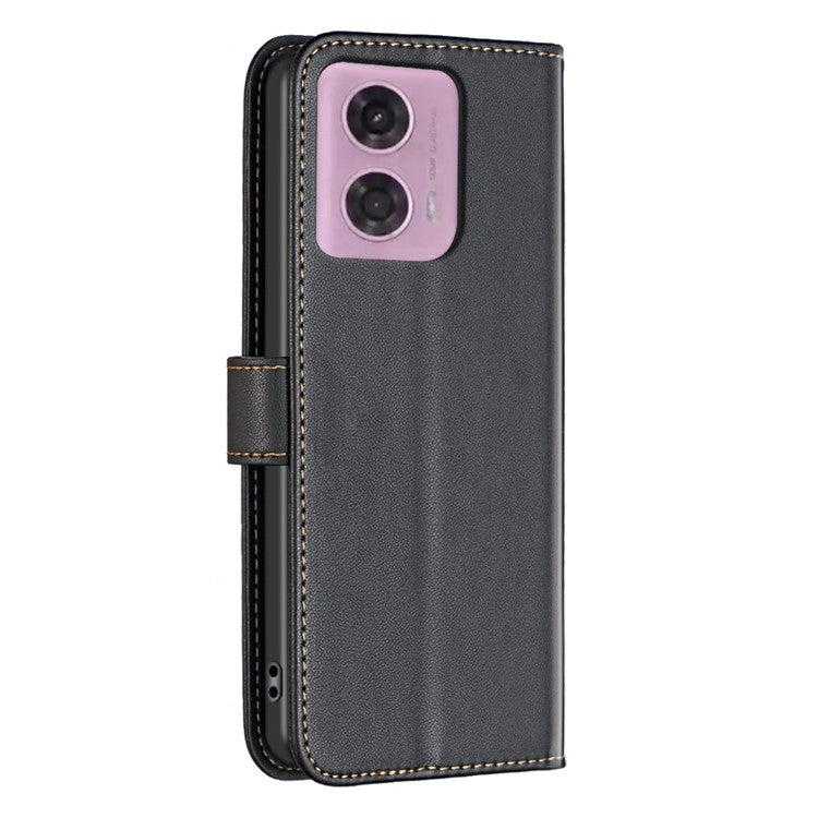 BINFEN COLOR BF17 For Motorola Moto E14 4G / G04 4G / G04s 4G / G24 4G Leather Case Drop-Proof Phone Cover - Black