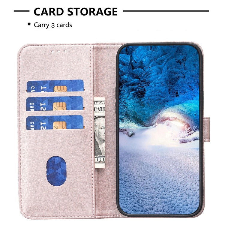 BINFEN COLOR BF17 For Motorola Moto E14 4G / G04 4G / G04s 4G / G24 4G Leather Case Drop-Proof Phone Cover - Rose Gold