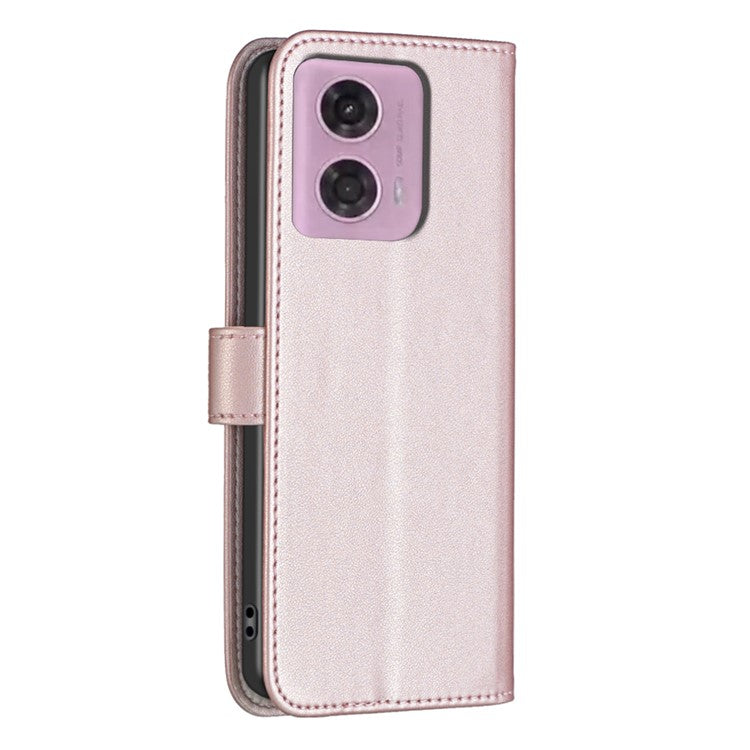 BINFEN COLOR BF17 For Motorola Moto E14 4G / G04 4G / G04s 4G / G24 4G Leather Case Drop-Proof Phone Cover - Rose Gold