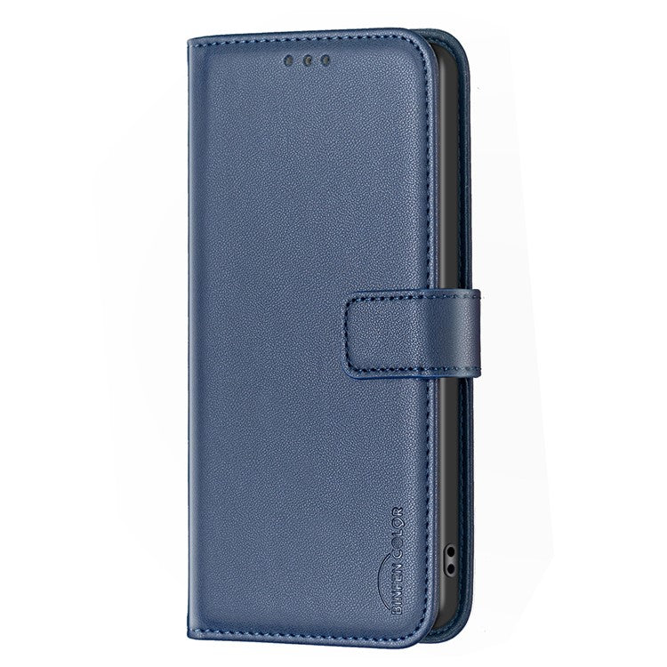 BINFEN COLOR BF17 For Motorola Moto E14 4G / G04 4G / G04s 4G / G24 4G Leather Case Drop-Proof Phone Cover - Blue