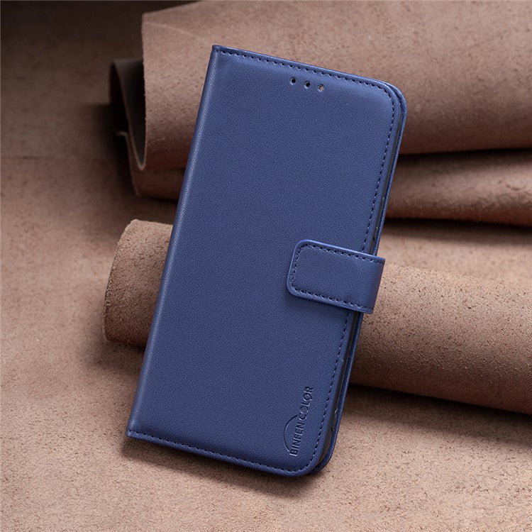 BINFEN COLOR BF17 For Motorola Moto E14 4G / G04 4G / G04s 4G / G24 4G Leather Case Drop-Proof Phone Cover - Blue