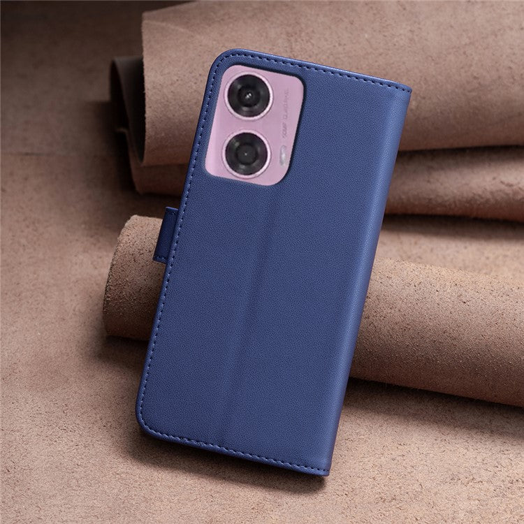 BINFEN COLOR BF17 For Motorola Moto E14 4G / G04 4G / G04s 4G / G24 4G Leather Case Drop-Proof Phone Cover - Blue