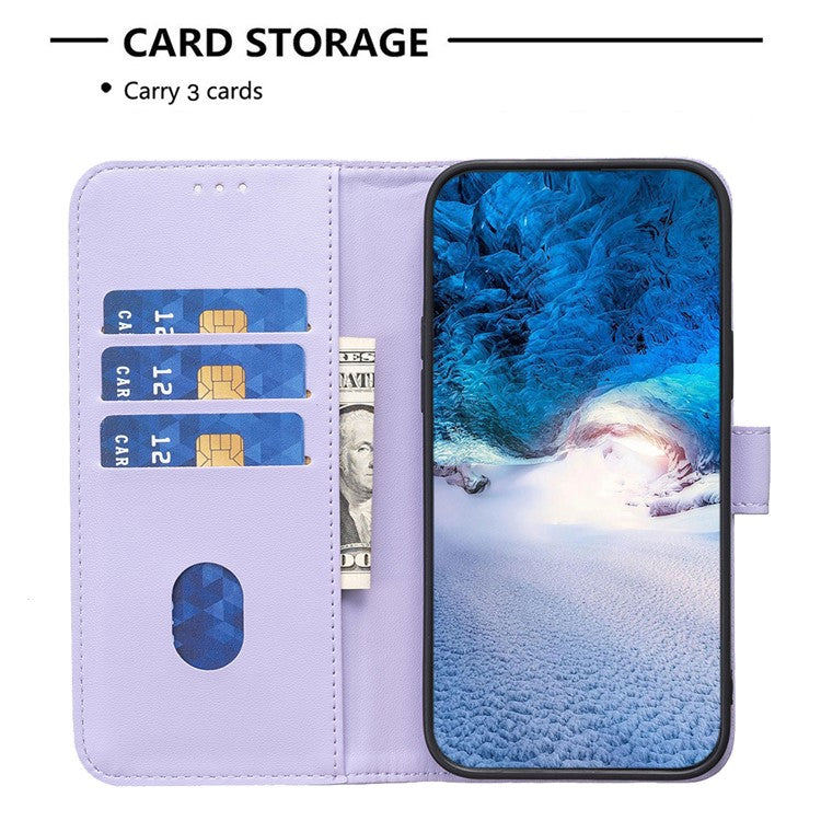 BINFEN COLOR BF17 For Motorola Moto E14 4G / G04 4G / G04s 4G / G24 4G Leather Case Drop-Proof Phone Cover - Purple