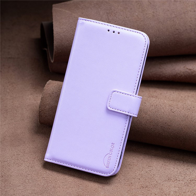 BINFEN COLOR BF17 For Motorola Moto E14 4G / G04 4G / G04s 4G / G24 4G Leather Case Drop-Proof Phone Cover - Purple