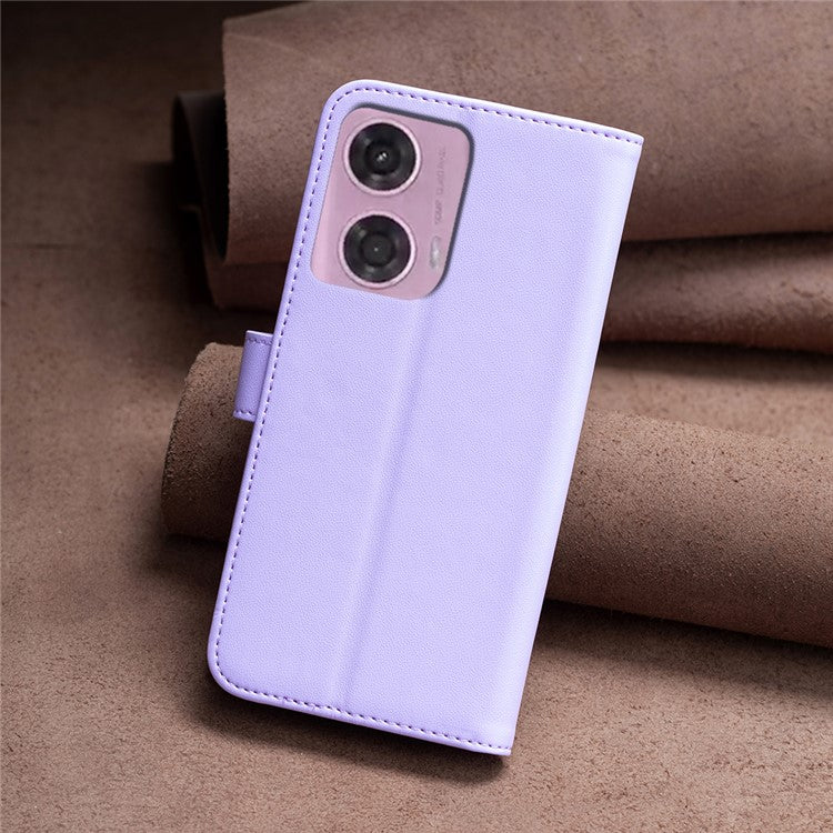 BINFEN COLOR BF17 For Motorola Moto E14 4G / G04 4G / G04s 4G / G24 4G Leather Case Drop-Proof Phone Cover - Purple