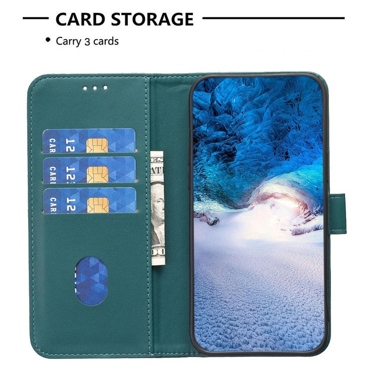 BINFEN COLOR BF17 For Motorola Moto E14 4G / G04 4G / G04s 4G / G24 4G Leather Case Drop-Proof Phone Cover - Green