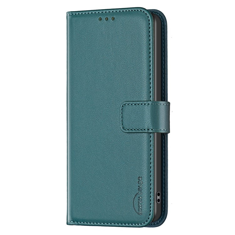 BINFEN COLOR BF17 For Motorola Moto E14 4G / G04 4G / G04s 4G / G24 4G Leather Case Drop-Proof Phone Cover - Green
