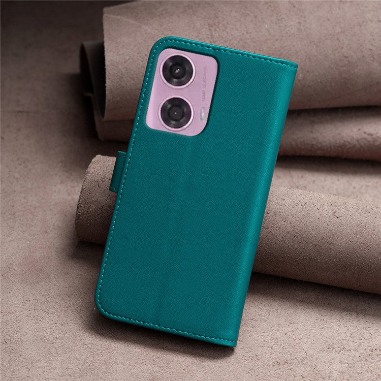 BINFEN COLOR BF17 For Motorola Moto E14 4G / G04 4G / G04s 4G / G24 4G Leather Case Drop-Proof Phone Cover - Green