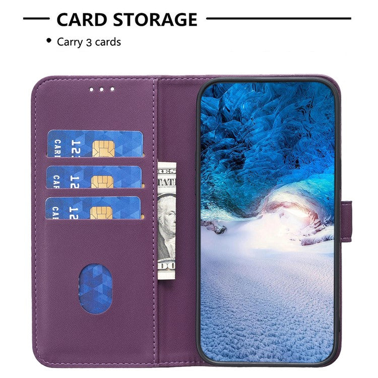 BINFEN COLOR BF17 For Motorola Moto E14 4G / G04 4G / G04s 4G / G24 4G Leather Case Drop-Proof Phone Cover - Dark Purple
