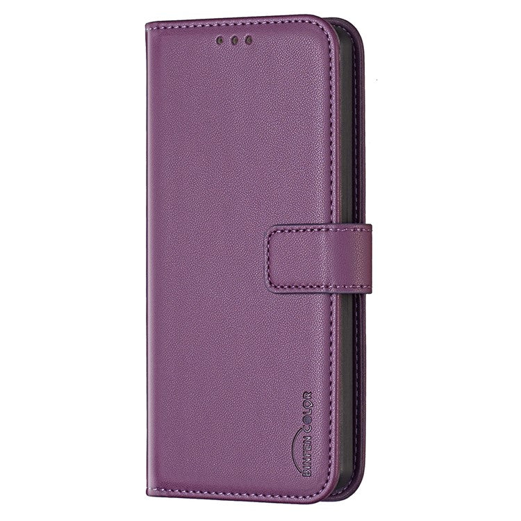 BINFEN COLOR BF17 For Motorola Moto E14 4G / G04 4G / G04s 4G / G24 4G Leather Case Drop-Proof Phone Cover - Dark Purple