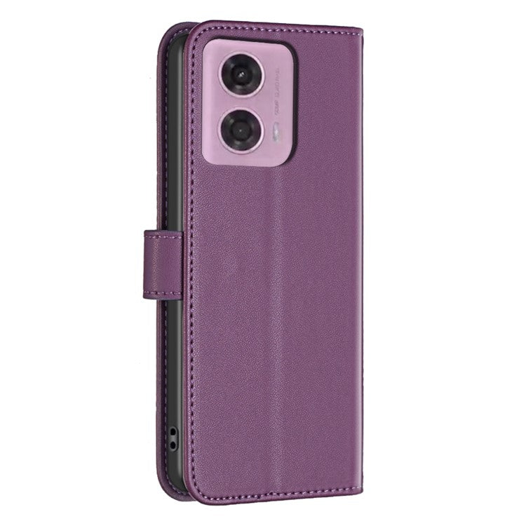 BINFEN COLOR BF17 For Motorola Moto E14 4G / G04 4G / G04s 4G / G24 4G Leather Case Drop-Proof Phone Cover - Dark Purple