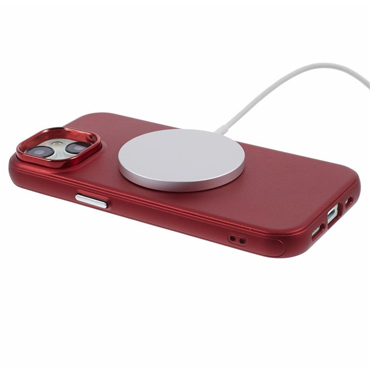 For iPhone 14 / 13 Case Compatible with MagSafe Leather+PC Shockproof Phone Cover - Red