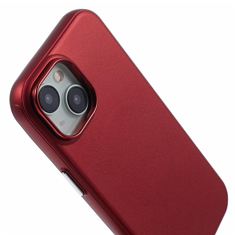 For iPhone 14 / 13 Case Compatible with MagSafe Leather+PC Shockproof Phone Cover - Red