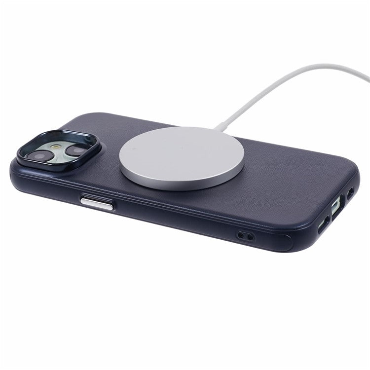 For iPhone 14 / 13 Case Compatible with MagSafe Leather+PC Shockproof Phone Cover - Dark Blue