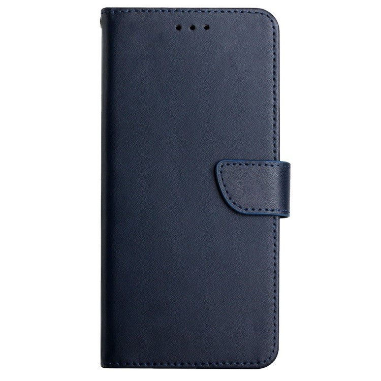 HT02 For Motorola Moto G45 5G / G34 5G Wallet Phone Case Nappa Texture Genuine Cow Leather Cover - Blue