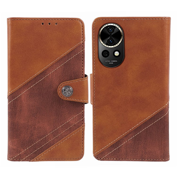 For Huawei nova 12 Pro 5G / nova 12 Ultra 5G Cell Phone Case Splicing Crazy Horse Texture PU Leather Wallet Cover - Brown