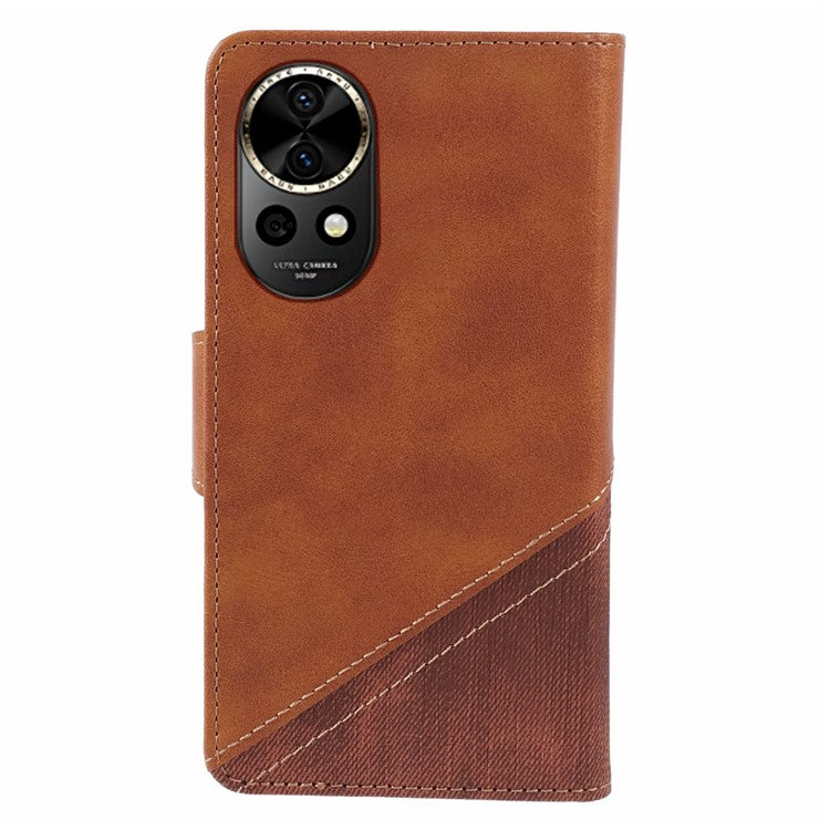For Huawei nova 12 Pro 5G / nova 12 Ultra 5G Cell Phone Case Splicing Crazy Horse Texture PU Leather Wallet Cover - Brown