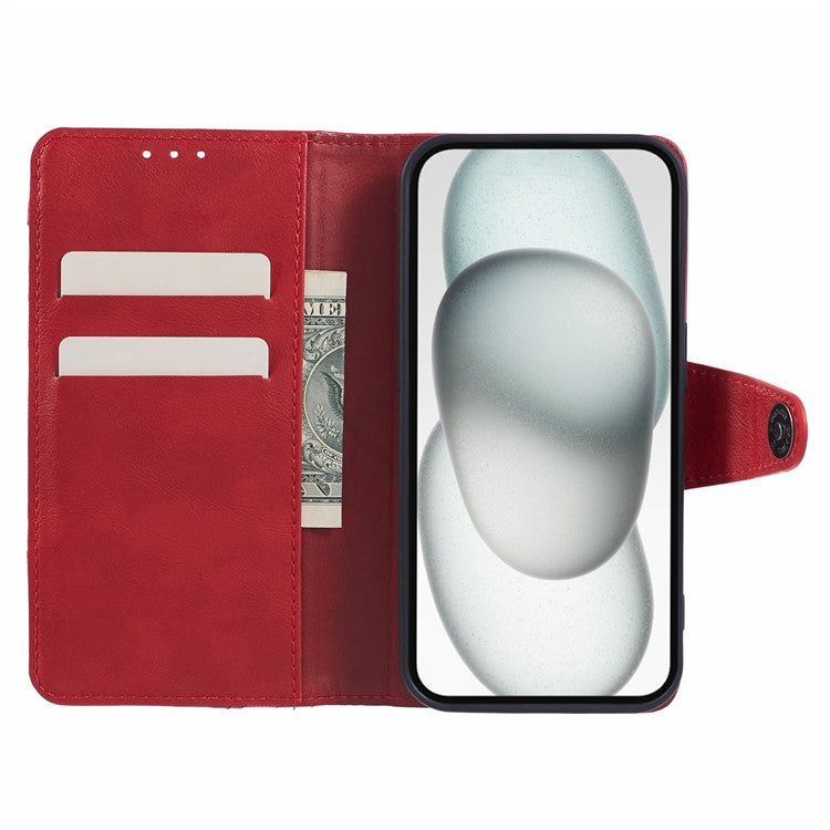 For Huawei nova 12 5G Cell Phone Case PU Leather Splicing Drop-proof Wallet Stand Cover - Red