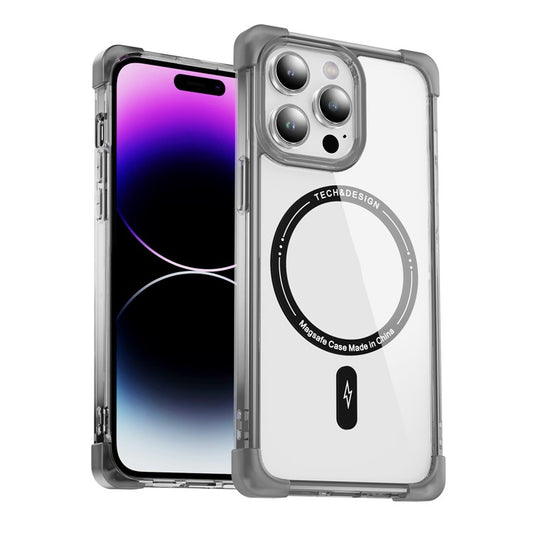 YSM Reinforced Corners Series for iPhone 14 Pro Max Cell Phone Case Slim Cover Compatible with MagSafe - Transparent Black