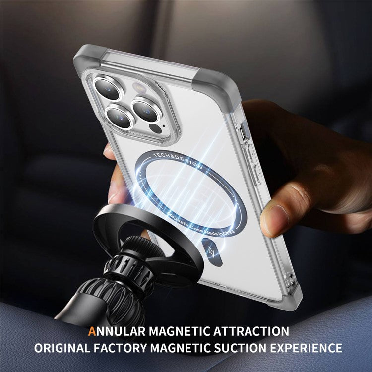 YSM Reinforced Corners Series for iPhone 14 Pro Max Cell Phone Case Slim Cover Compatible with MagSafe - Transparent Black