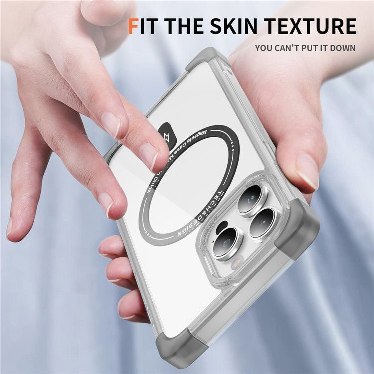YSM Reinforced Corners Series for iPhone 14 Pro Max Cell Phone Case Slim Cover Compatible with MagSafe - Transparent Black