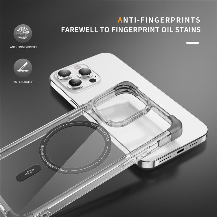 YSM Reinforced Corners Series for iPhone 14 Pro Max Cell Phone Case Slim Cover Compatible with MagSafe - Transparent Black