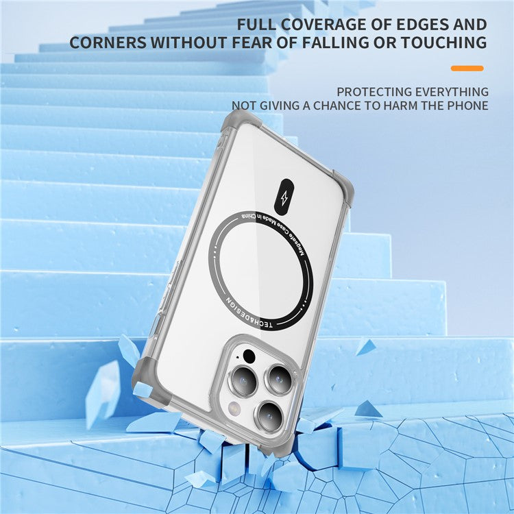 YSM Reinforced Corners Series for iPhone 14 Pro Max Cell Phone Case Slim Cover Compatible with MagSafe - Transparent Black