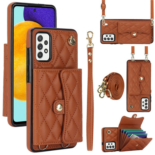 026 For Samsung Galaxy A52 4G / 5G / A52s 5G Crossbody Phone Case Kickstand Card Slots - Brown