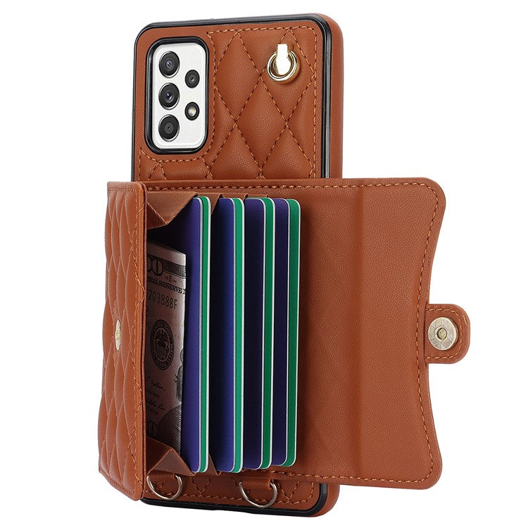 026 For Samsung Galaxy A52 4G / 5G / A52s 5G Crossbody Phone Case Kickstand Card Slots - Brown