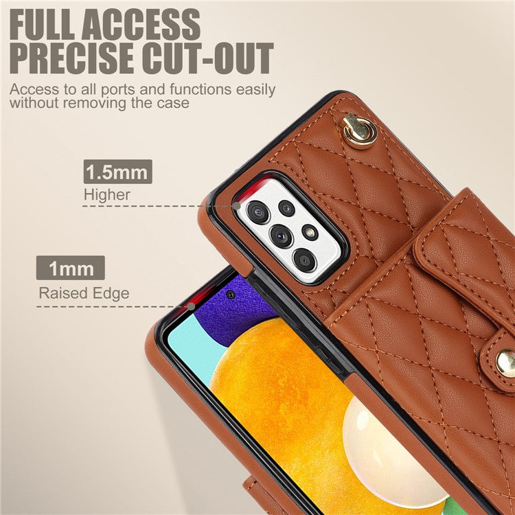 026 For Samsung Galaxy A52 4G / 5G / A52s 5G Crossbody Phone Case Kickstand Card Slots - Brown