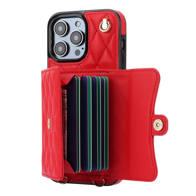 026 For iPhone 14 Pro Max RFID Blocking Phone Cover with Card Case Holder - Red