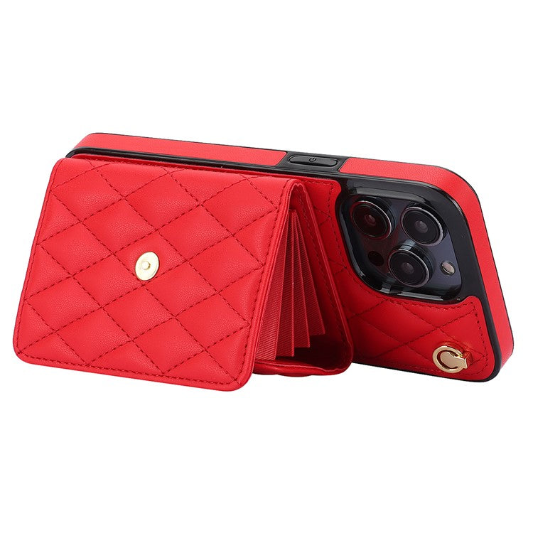 026 For iPhone 14 Pro Max RFID Blocking Phone Cover with Card Case Holder - Red