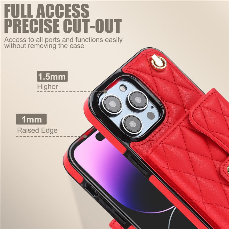 026 For iPhone 14 Pro Max RFID Blocking Phone Cover with Card Case Holder - Red