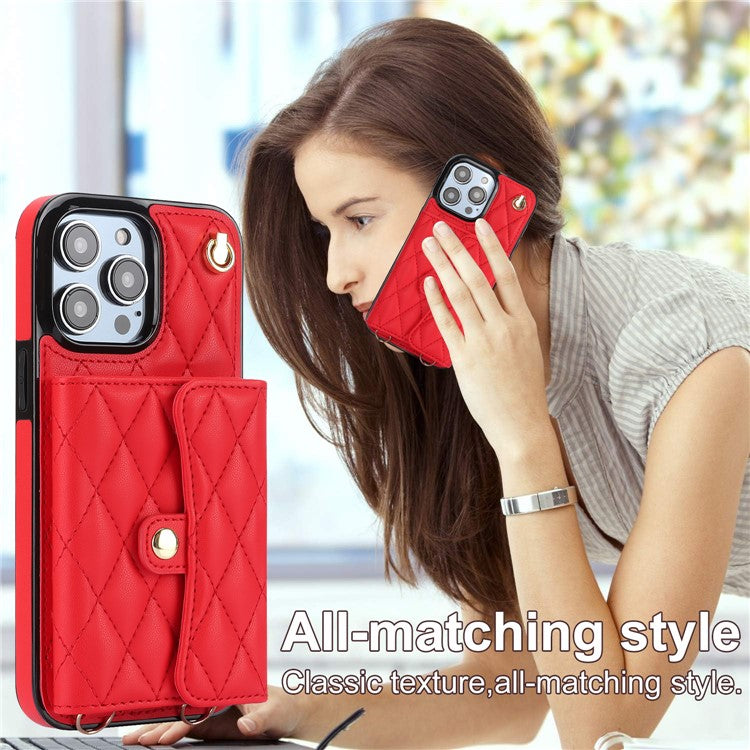 026 For iPhone 14 Pro Max RFID Blocking Phone Cover with Card Case Holder - Red