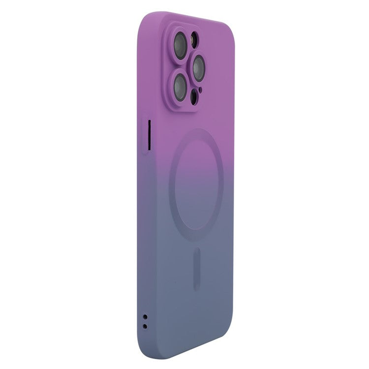ENAKY HAT PRINCE For iPhone 14 Pro Max Silicone Case Compatible with MagSafe Dual Color - Purple+Blue