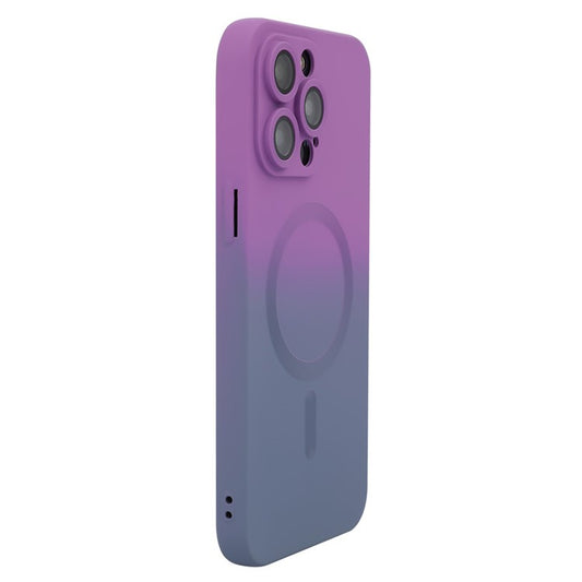 ENAKY HAT PRINCE For iPhone 14 Pro Max Silicone Case Compatible with MagSafe Dual Color - Purple+Blue