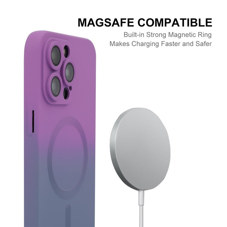 ENAKY HAT PRINCE For iPhone 14 Pro Max Silicone Case Compatible with MagSafe Dual Color - Purple+Blue