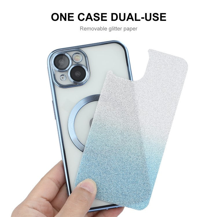 ENAKY HAT PRINCE For iPhone 14 Plus Magnetic TPU Case Electroplating Glitter Phone Cover - Black