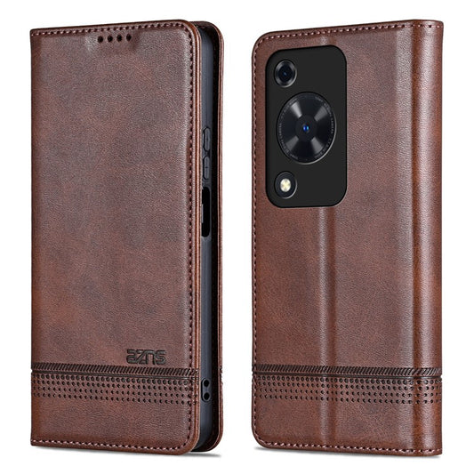 AZNS For Huawei Enjoy 70 4G / nova Y72 4G PU Leather Wallet Case Magnetic Absorption Flip Phone Cover - Coffee