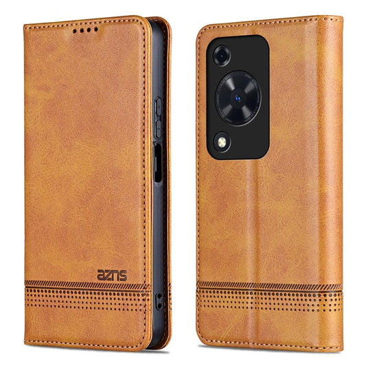 AZNS For Huawei Enjoy 70 4G / nova Y72 4G PU Leather Wallet Case Magnetic Absorption Flip Phone Cover - Brown